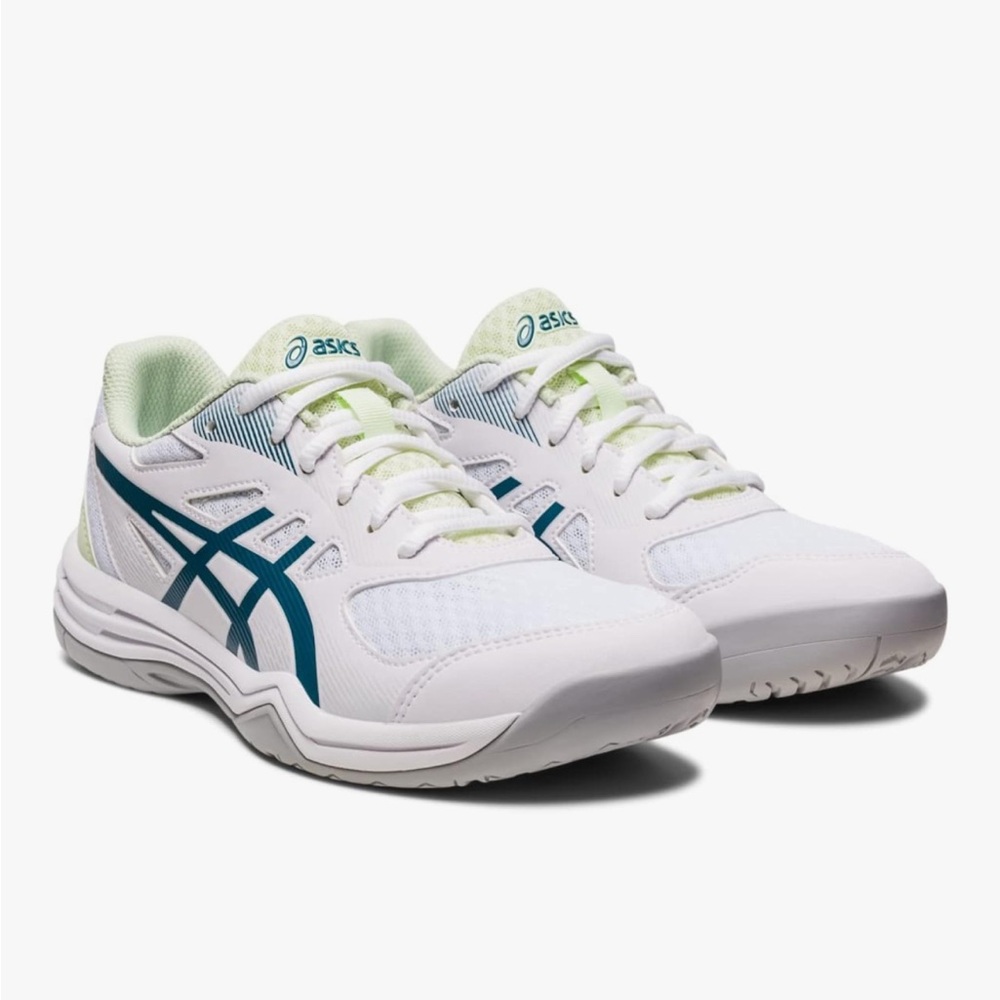 ASICS White and Teal Athletic Shoes